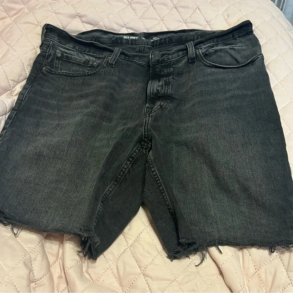 Old Navy Faded Black Jean Shorts Distressed Style - Picture 2 of 11